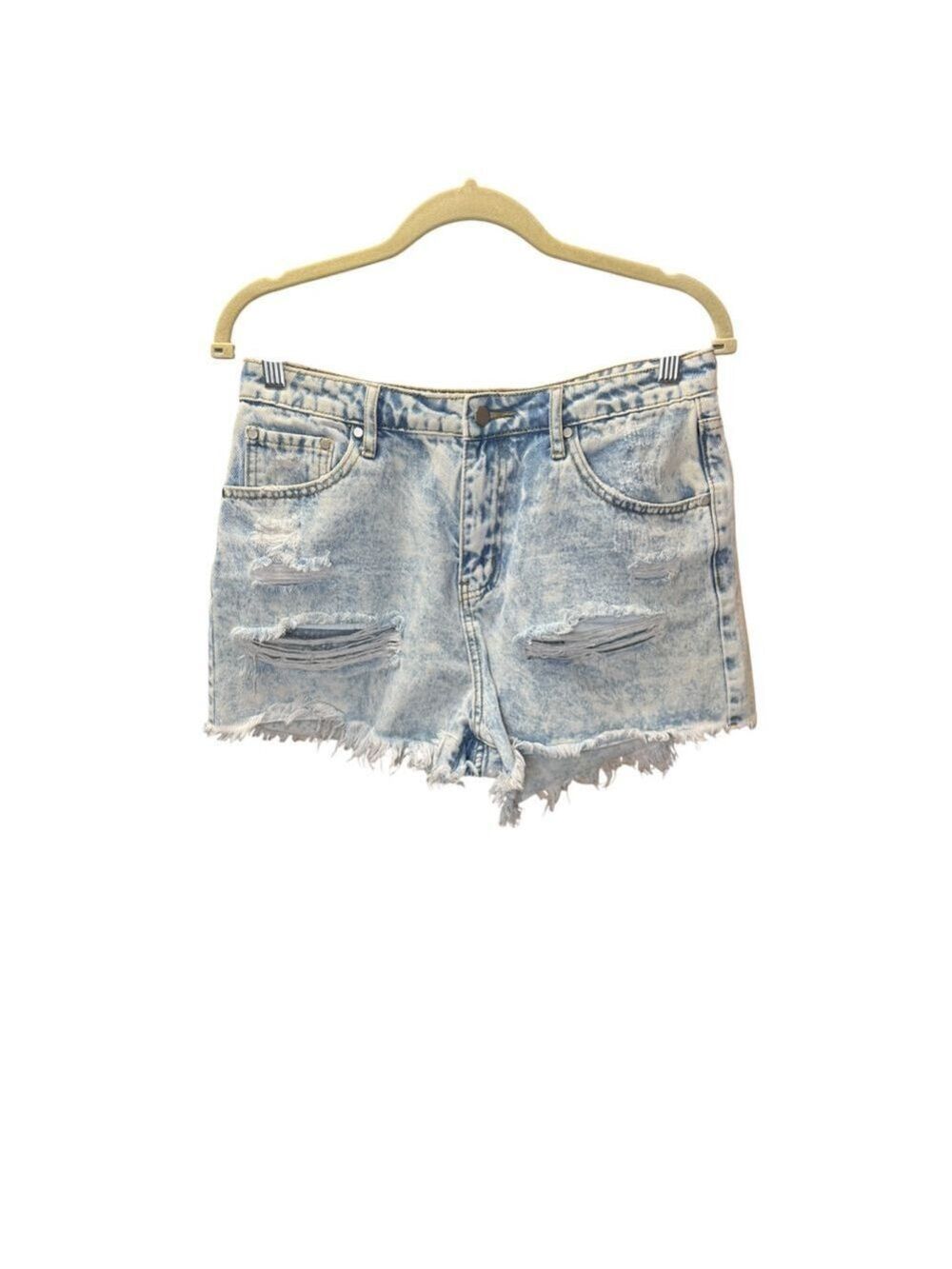 Women's day + moon Blue Distressed Jean Shorts M
